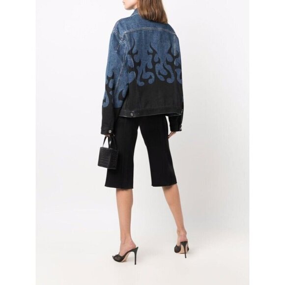 VETEMENTS Denim Black Fire Jacket Size L Mens Unisex Blue $2290 - Picture 2 of 16